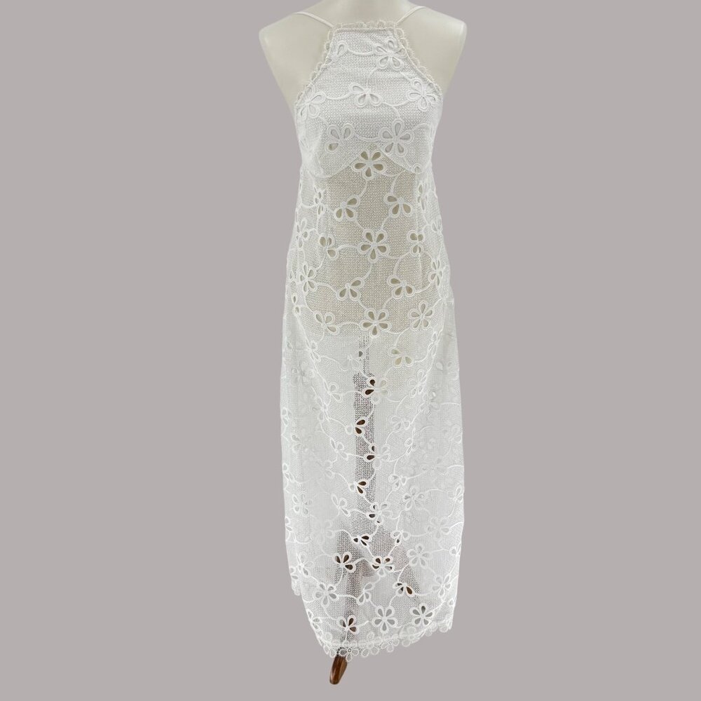 For Love & Lemons Luciana Maxi Dress,  White Floral Lace With Panty, Size S